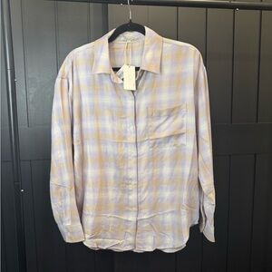 Z Supply womens Casual Plaid Shirt - Lavender and Yellow